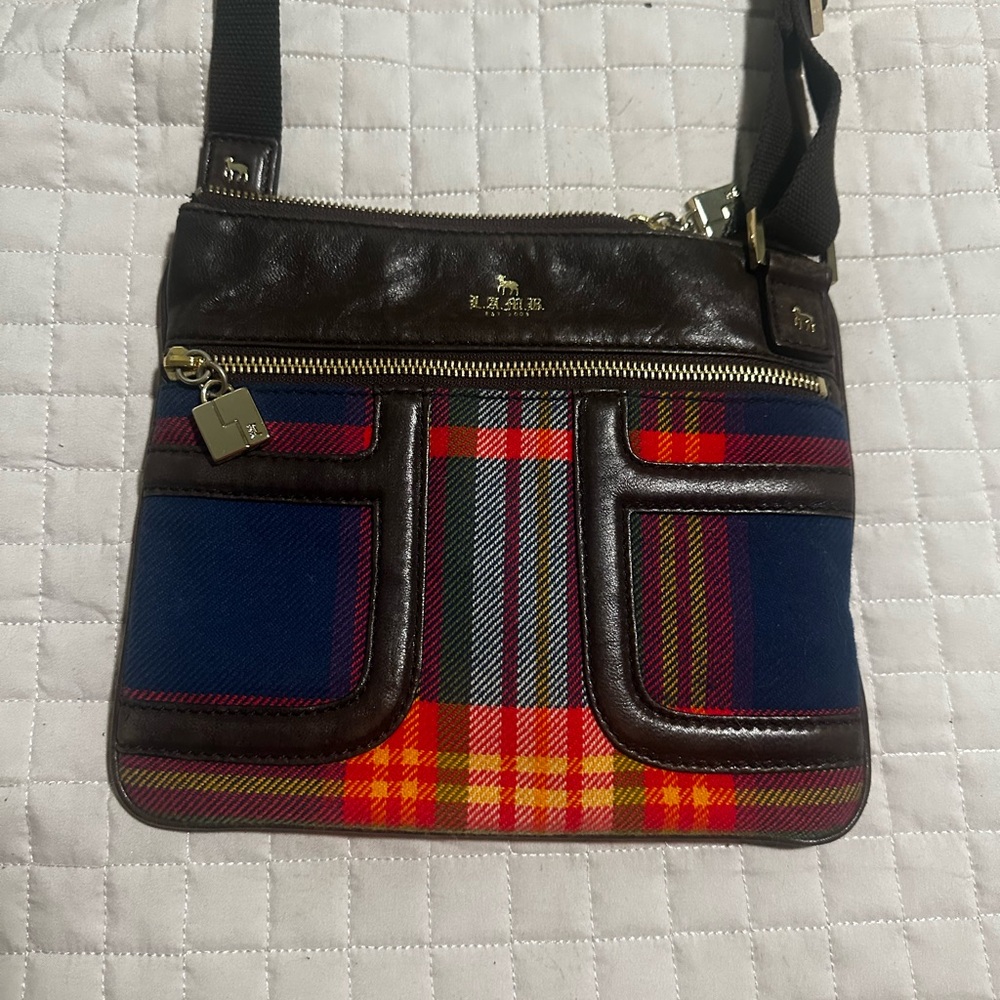 L.A.M.B. Plaid Crossbody Bag - Red, Blue, Brown